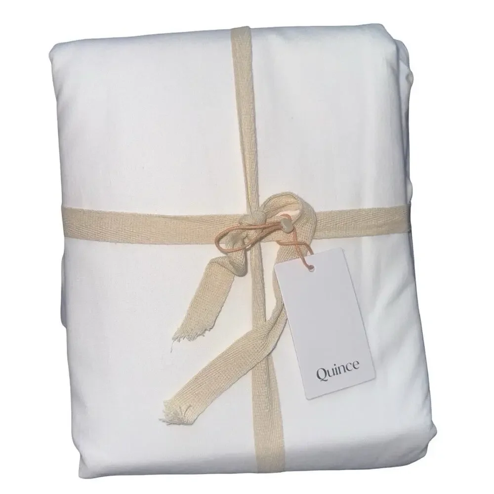 Quince Organic Cotton Percale Duvet Cover White Full/Queen 88x92 NWT